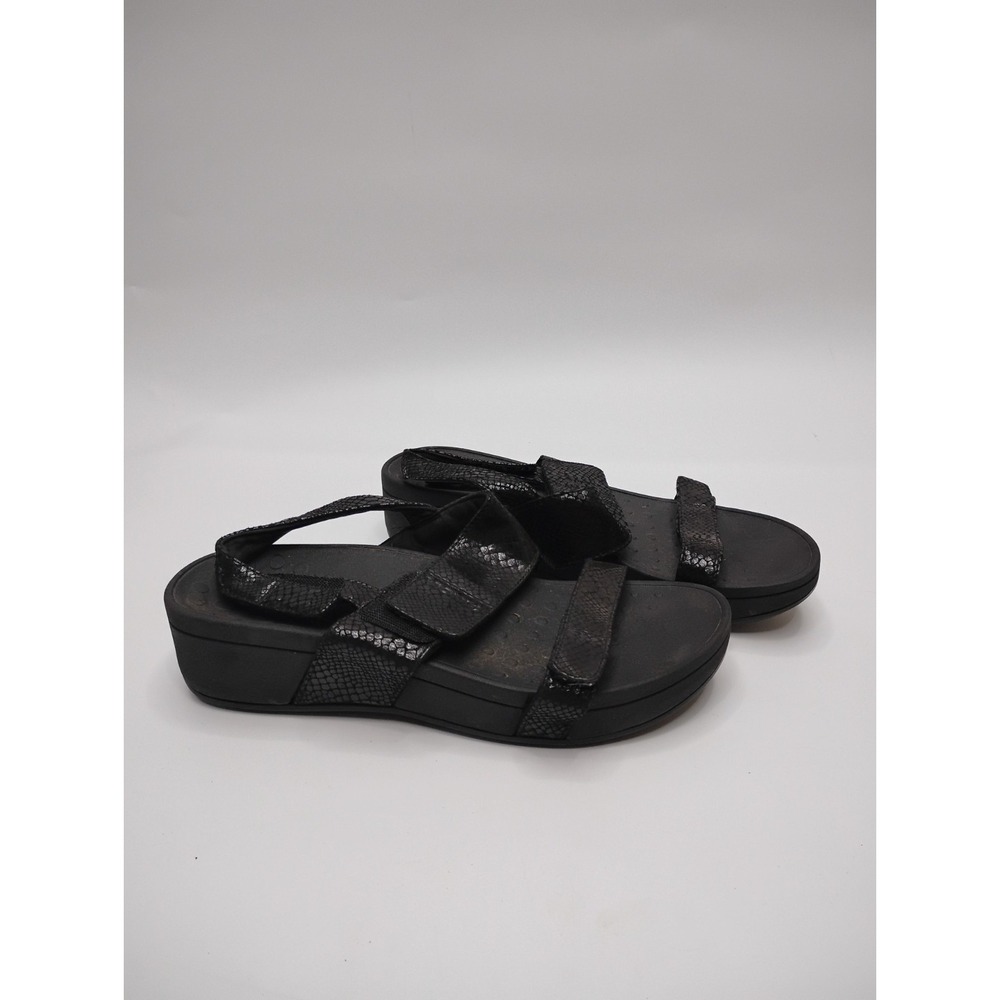 Vionic Bolinas Open Toe Slide Sling Platform Sandals Womens Size 8 Black Snake - Picture 2 of 15